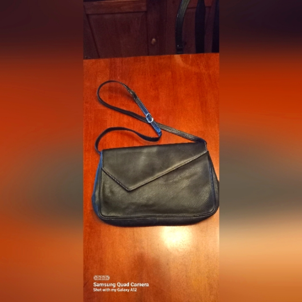 Black leather shoulder bag
